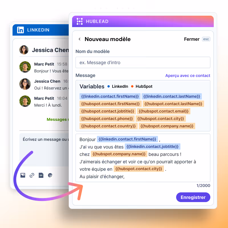 Modèle de message LinkedIn pour les utilisateurs HubSpot