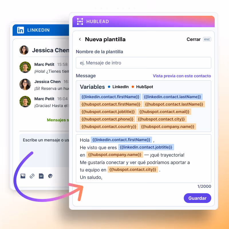 Plantilla de mensaje de LinkedIn para usuarios de HubSpot