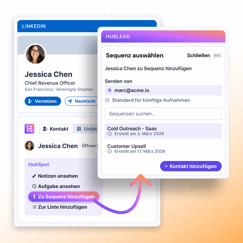 Einen LinkedIn-Kontakt zu einer HubSpot-Sequenz hinzufügen