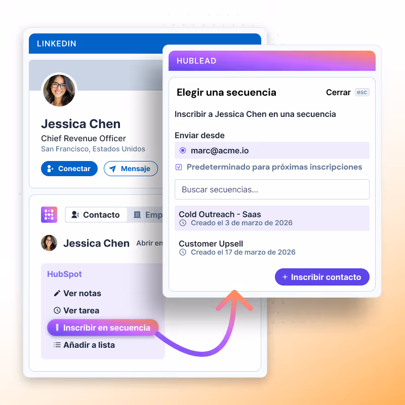 Añadir un contacto de LinkedIn a una secuencia de HubSpot