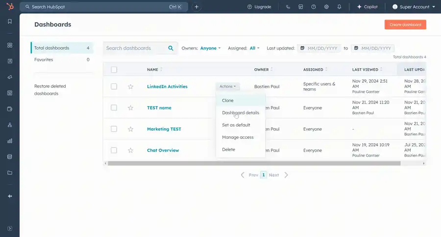 Manage dashboard access to control your team information access