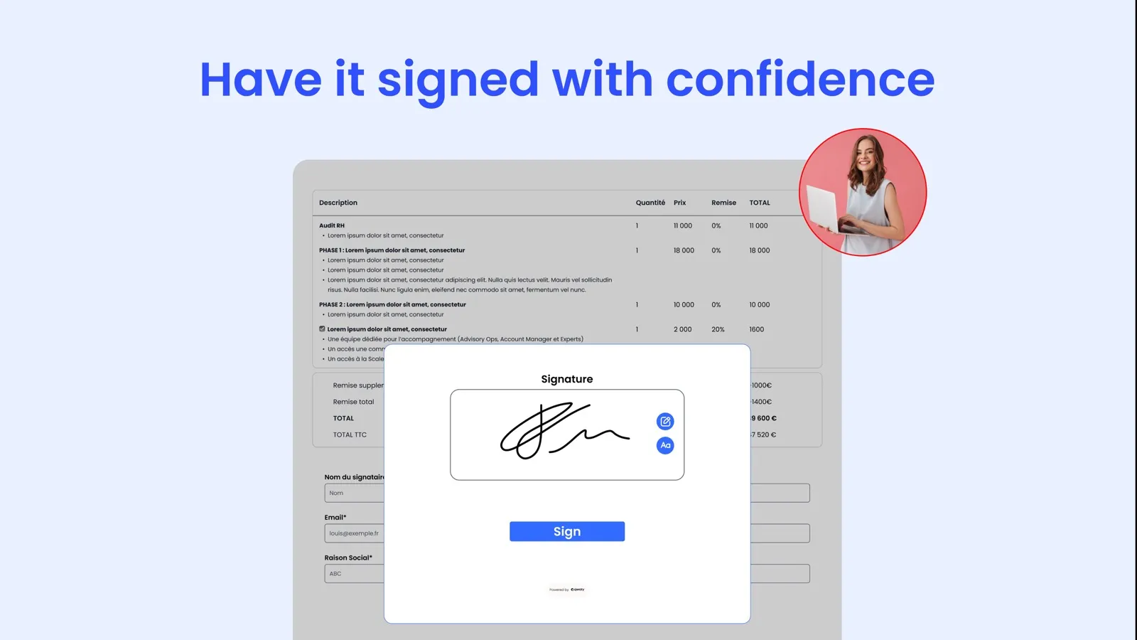 Qwoty e-signature screenshot