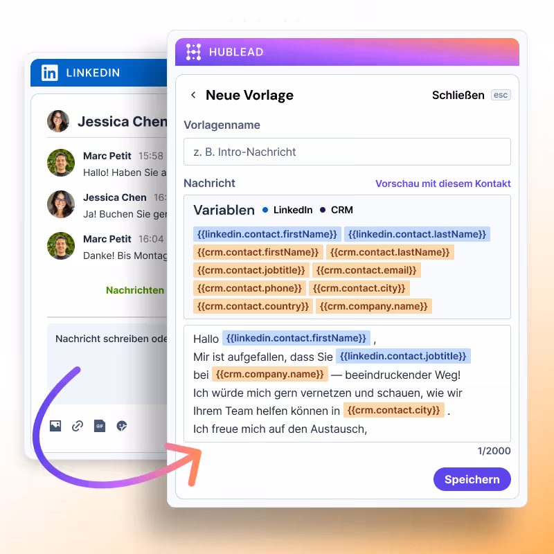 LinkedIn-Nachrichtenvorlage für CRM-Nutzer