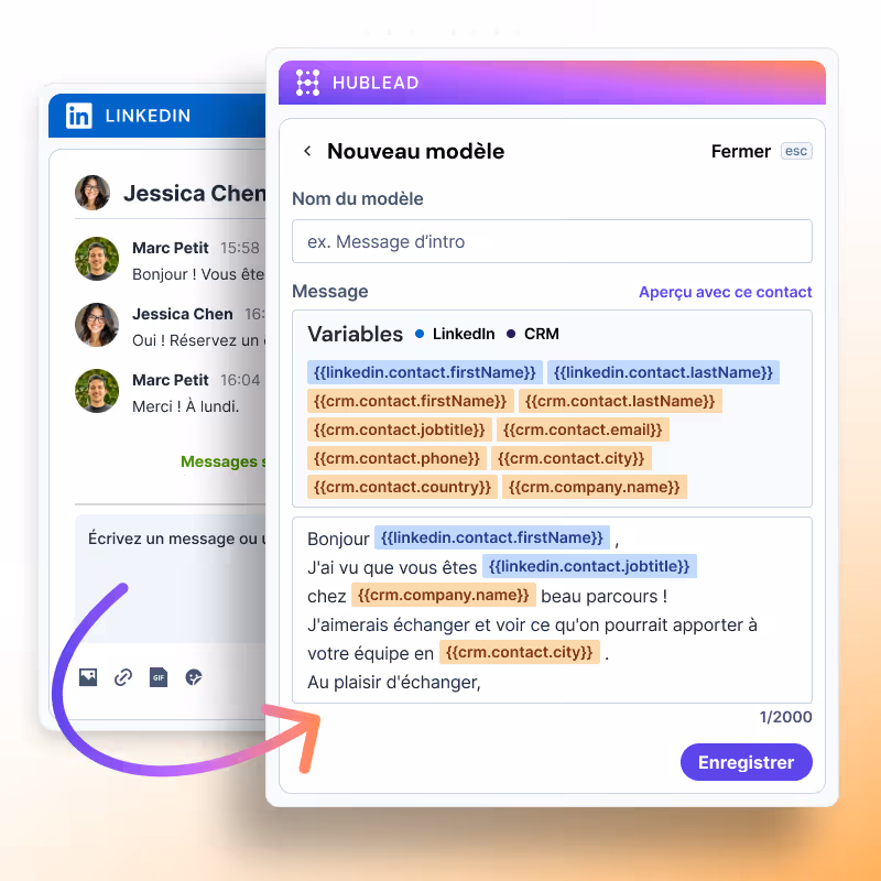 Modèle de message LinkedIn pour les utilisateurs de CRM