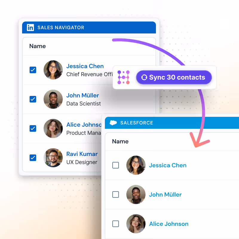 Export Sales Navigator lists in bulk to Salesforce