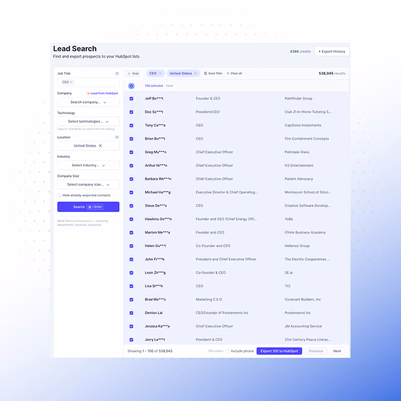 Lead Search 200M+ contacts for CRM users