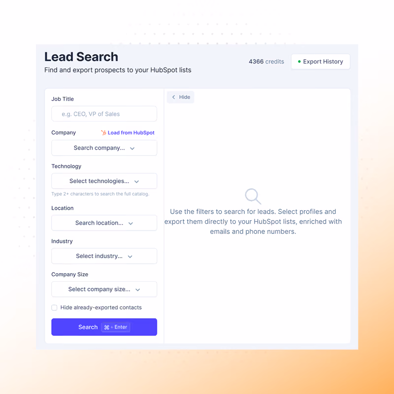 Lead Search pannel