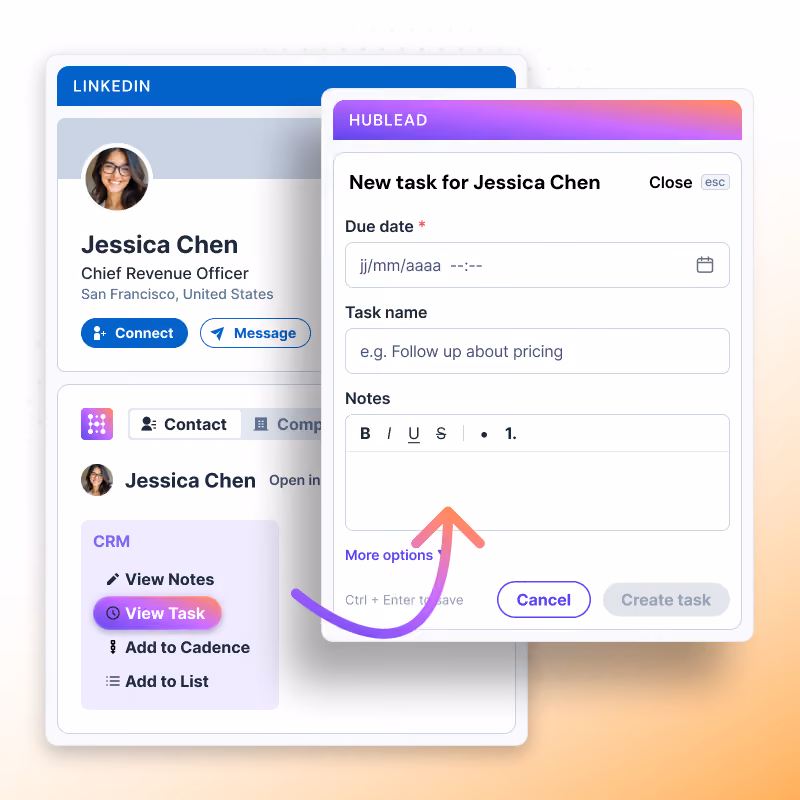 Add a task to a LinkedIn contact