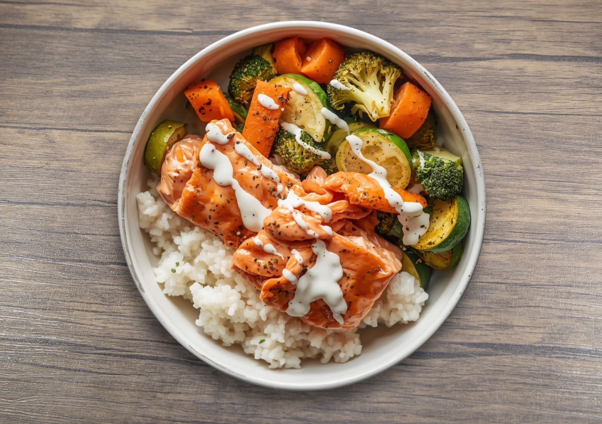 Lachs-Bowl mit Ofengemüse