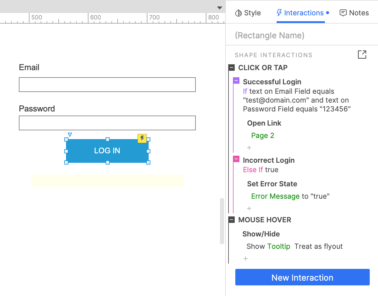 axure interactions