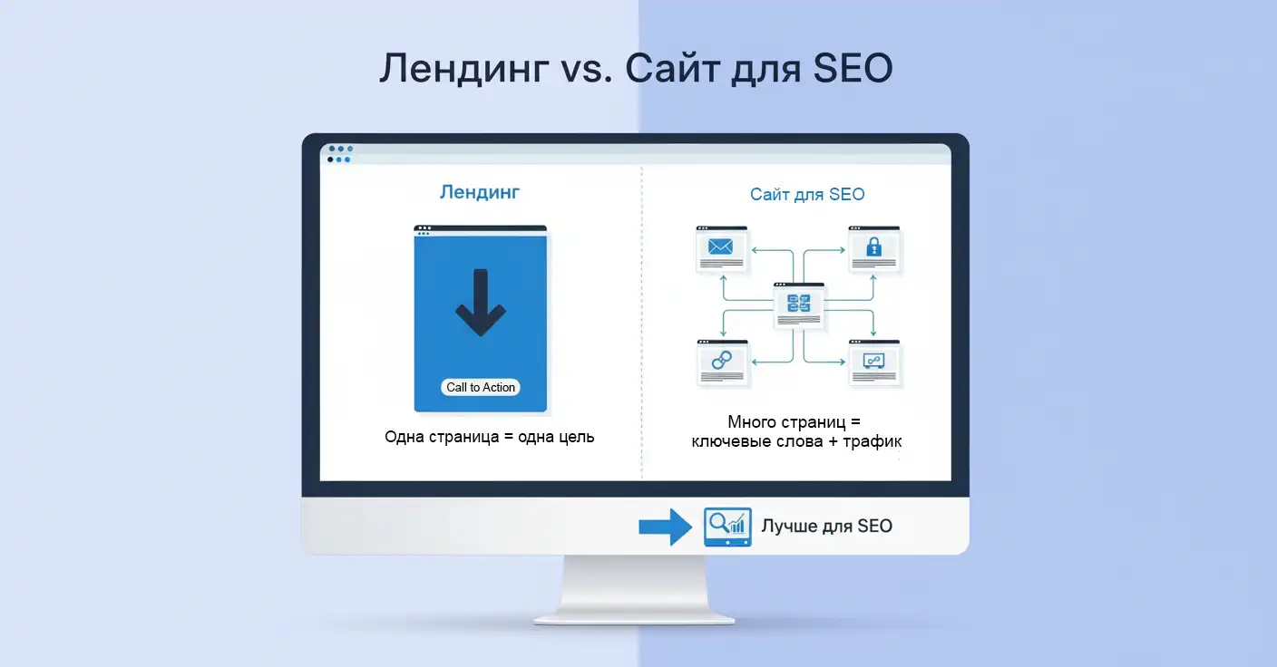 Чем отличается лендинг от сайта и что лучше подходит для СЕО продвижения