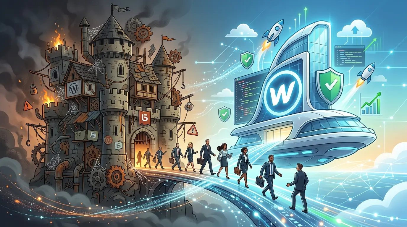 Webflow для корпоративных сайтов: Почему крупные компании уходят с WordPress и Bitrix?