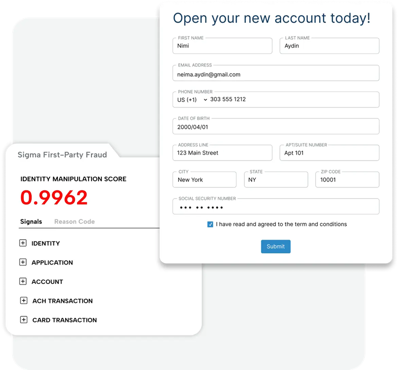Sample of client information retrieved by investigating a transaction in Socure
