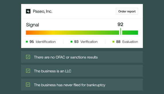 Middesk signal providing a score for a business