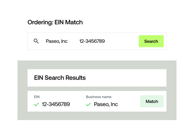 EIN Match search in Middesk