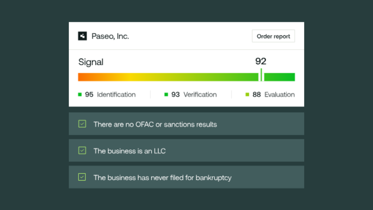Score for a business in Middesk Signal
