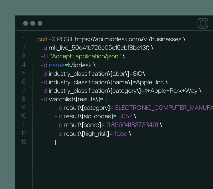 How to set up a search using the SIC code API.