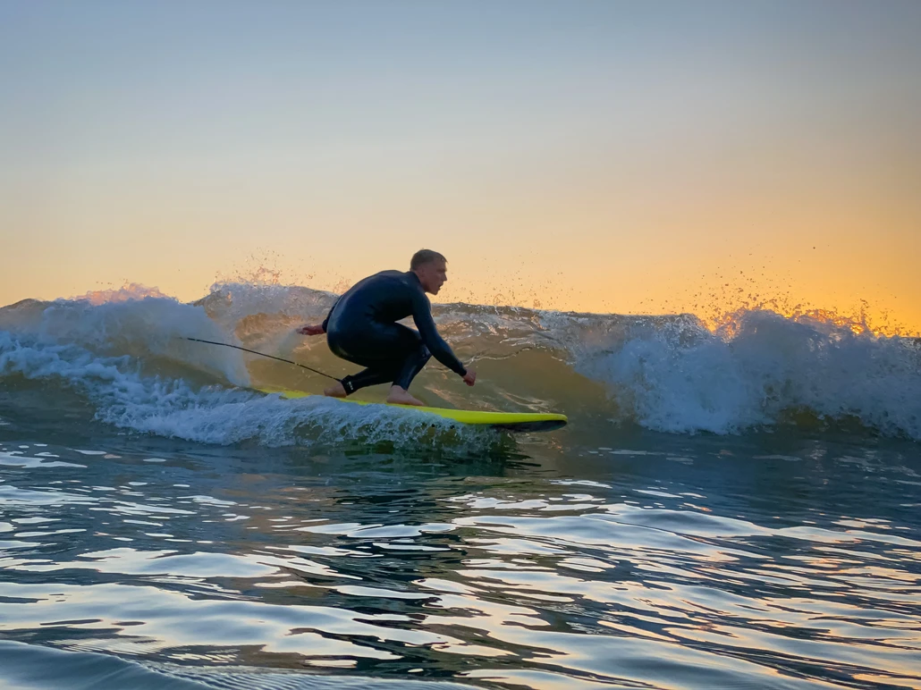 @AQUATICURBANIST The young and powerful Ollie making the most of a foamie sunset session.
