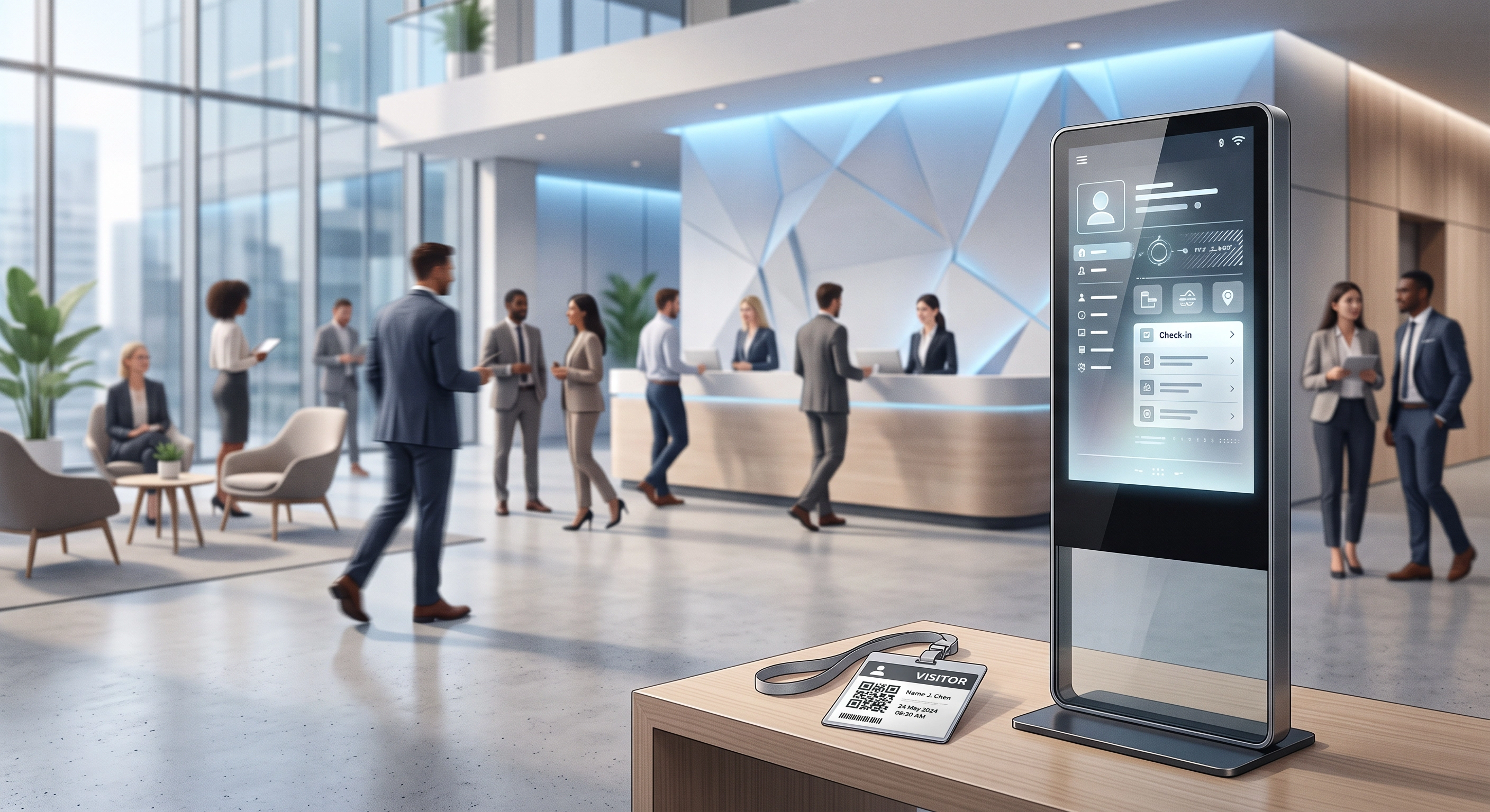 Cliente in negozio retail che confronta una borsa con il display digitale Livesignage che mostra la scheda prodotto con dettagli e caratteristiche