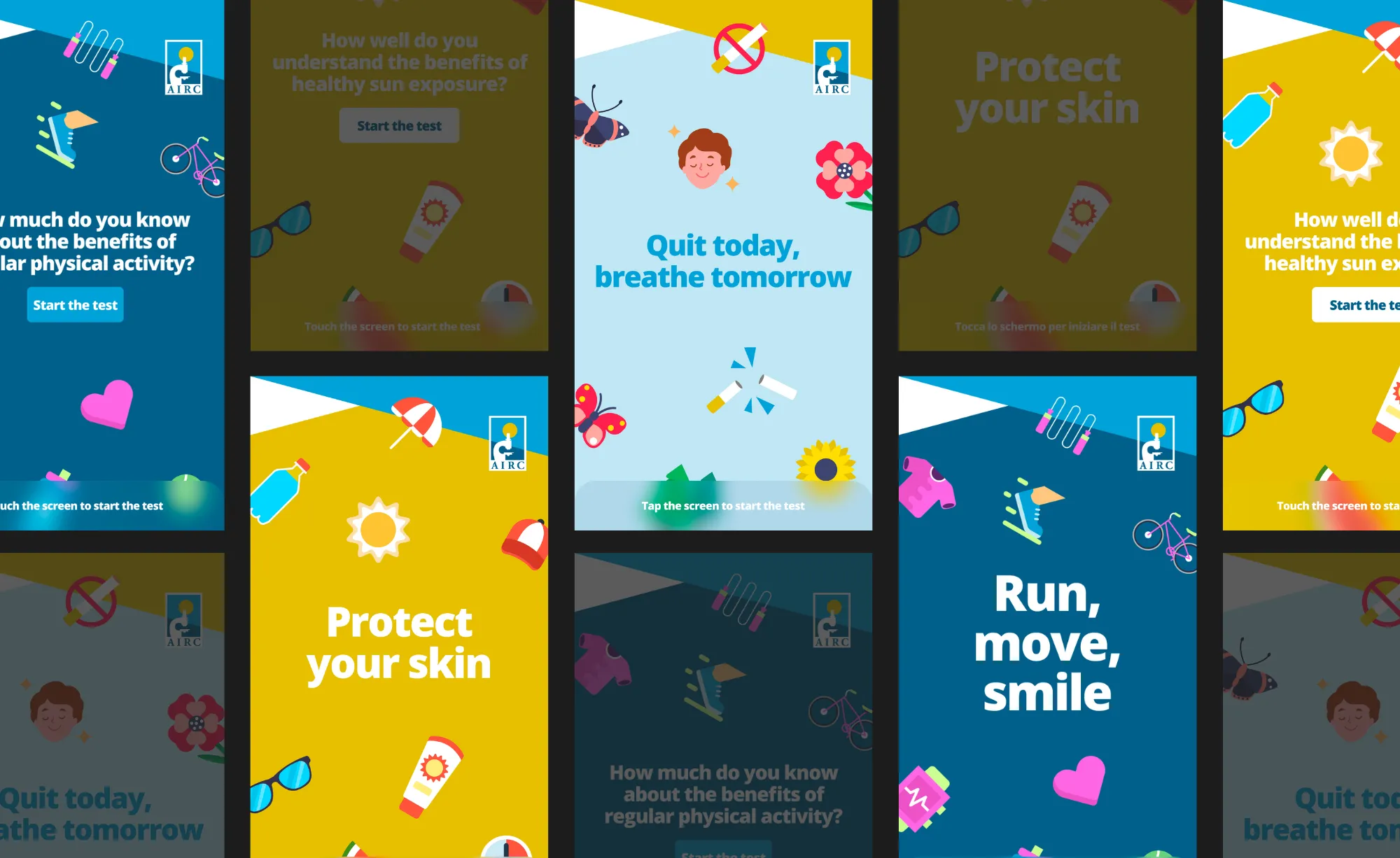 Contenuti digitali AIRC dedicati alla prevenzione del cancro visualizzati tramite Livesignage