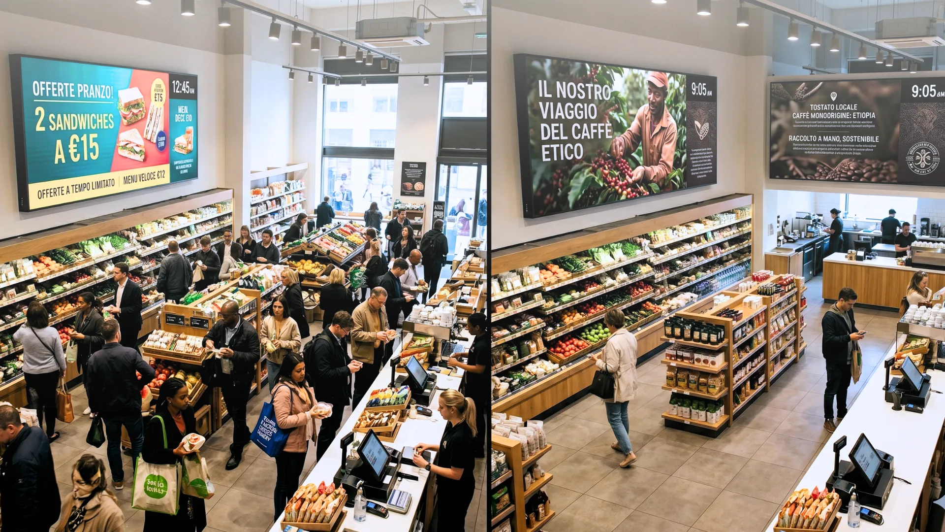 Display digitali adattano automaticamente i contenuti all’affluenza alta o bassa nel punto vendita