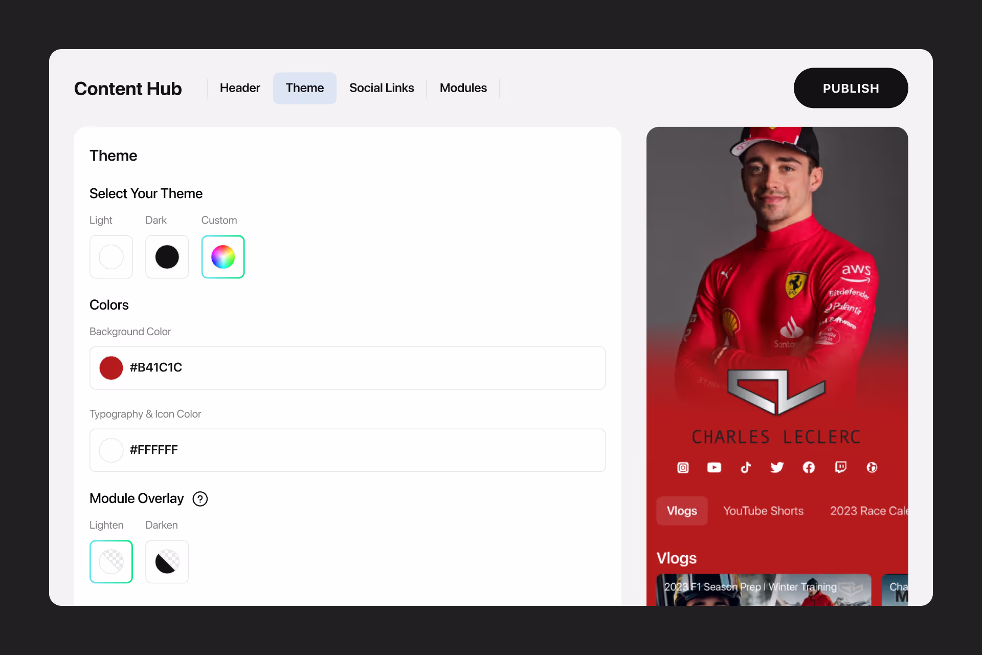Screenshot of KOMI's Content Hub