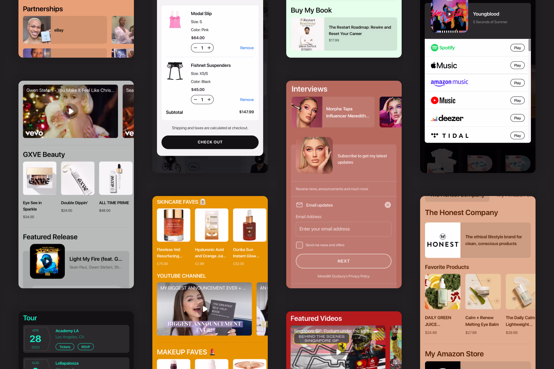 Screenshot of KOMI's UI shows all the available integrations