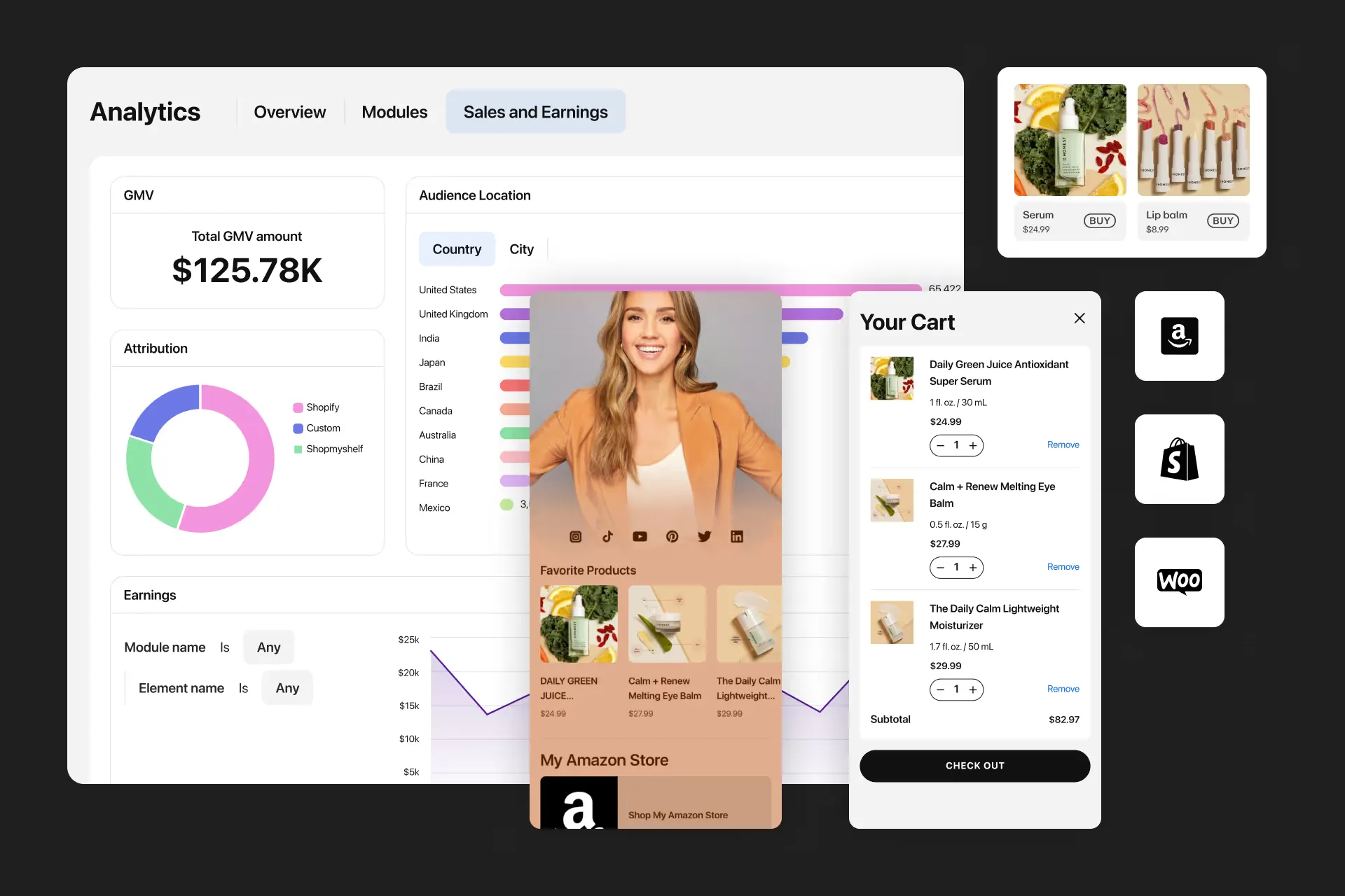 Screenshot of KOMI's tools to import and sell products from other services to KOMI