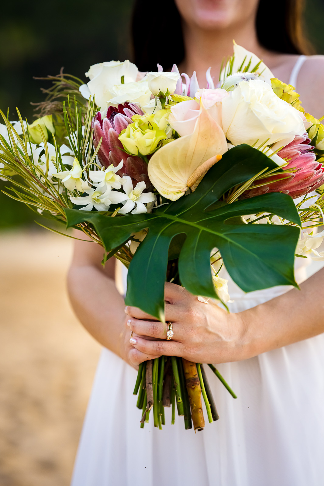 Lush bridal bouquet closeup shot