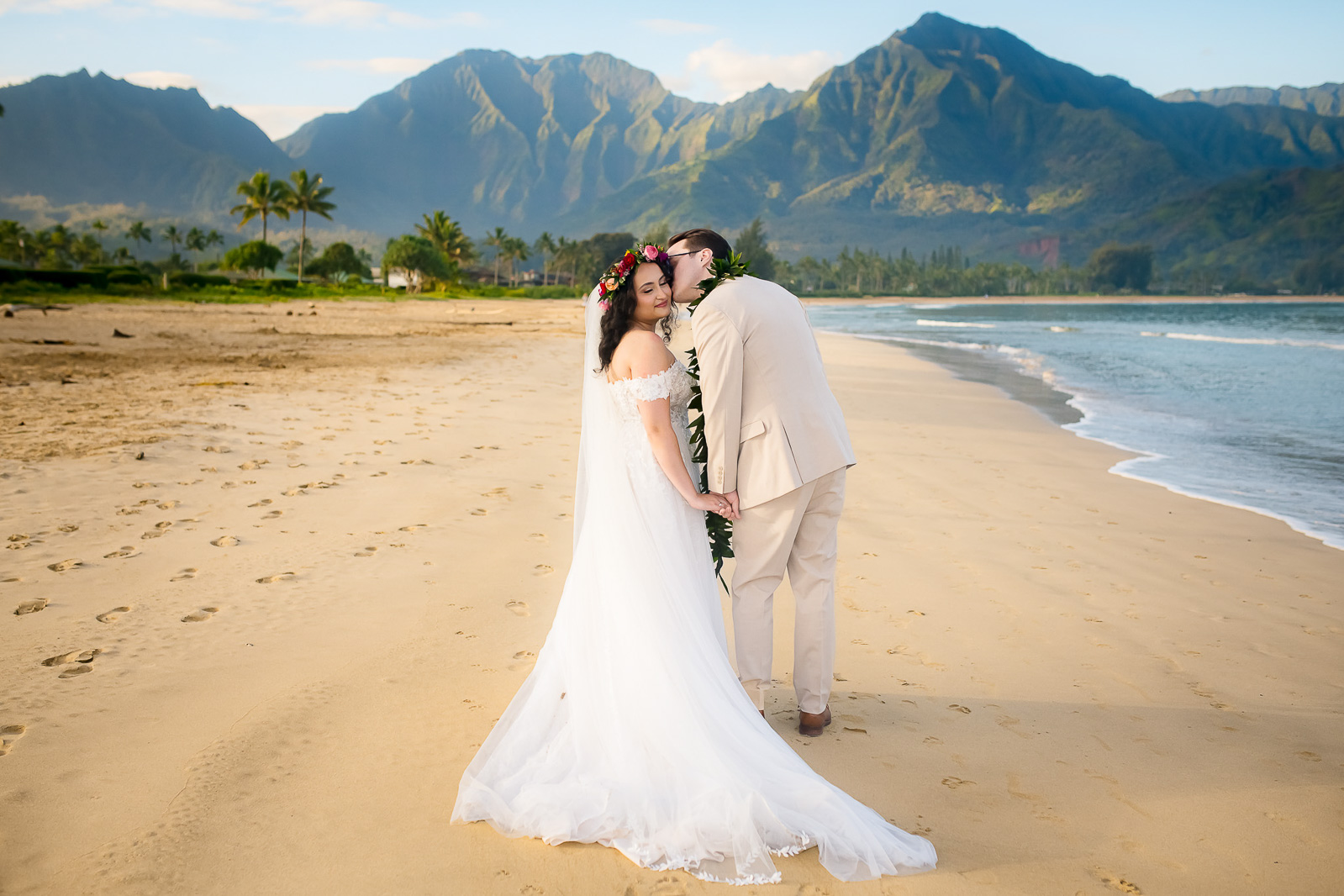Groom kissing the bride