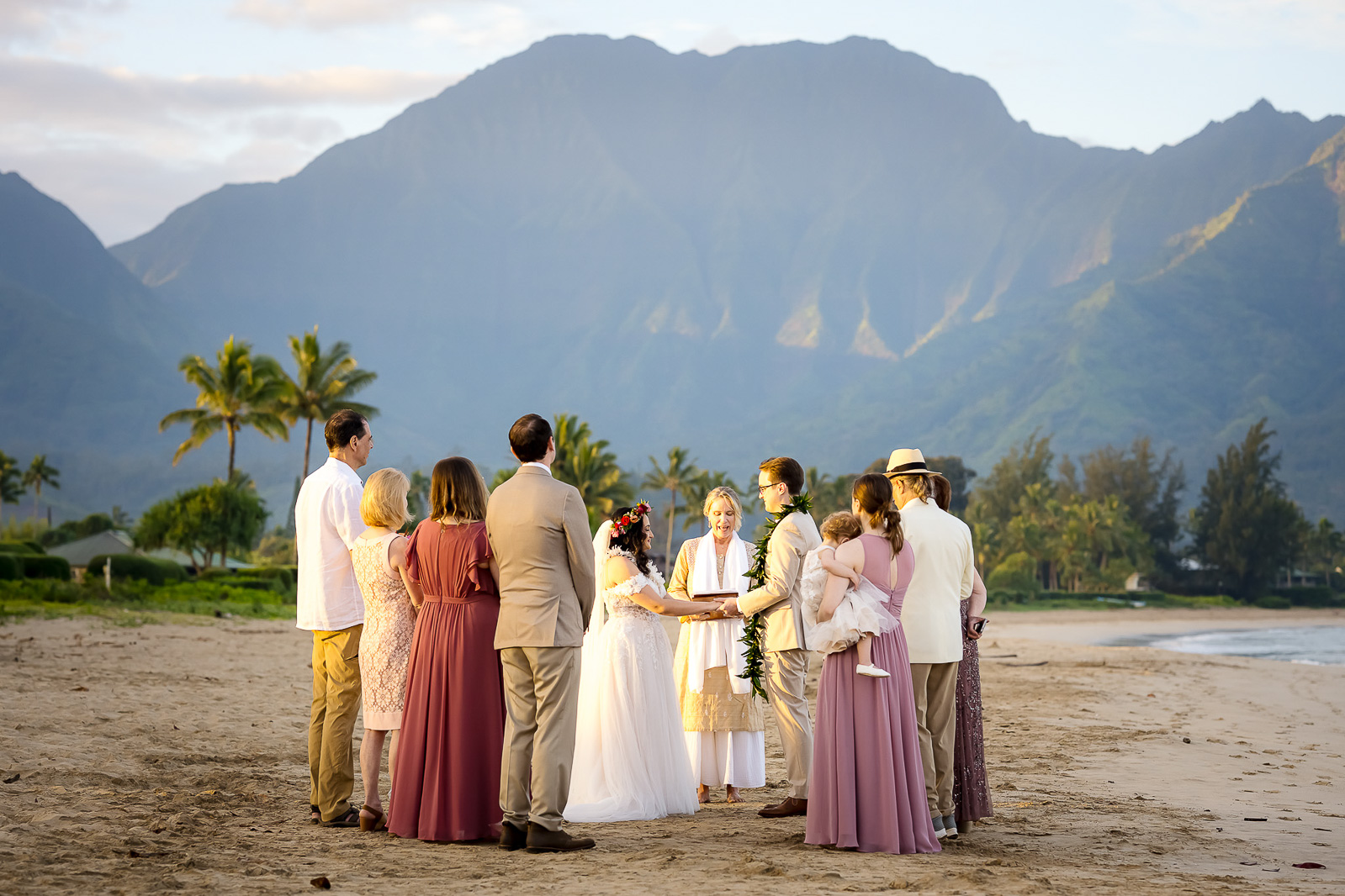 Hanalei Bay wedding ceremony at sunrise