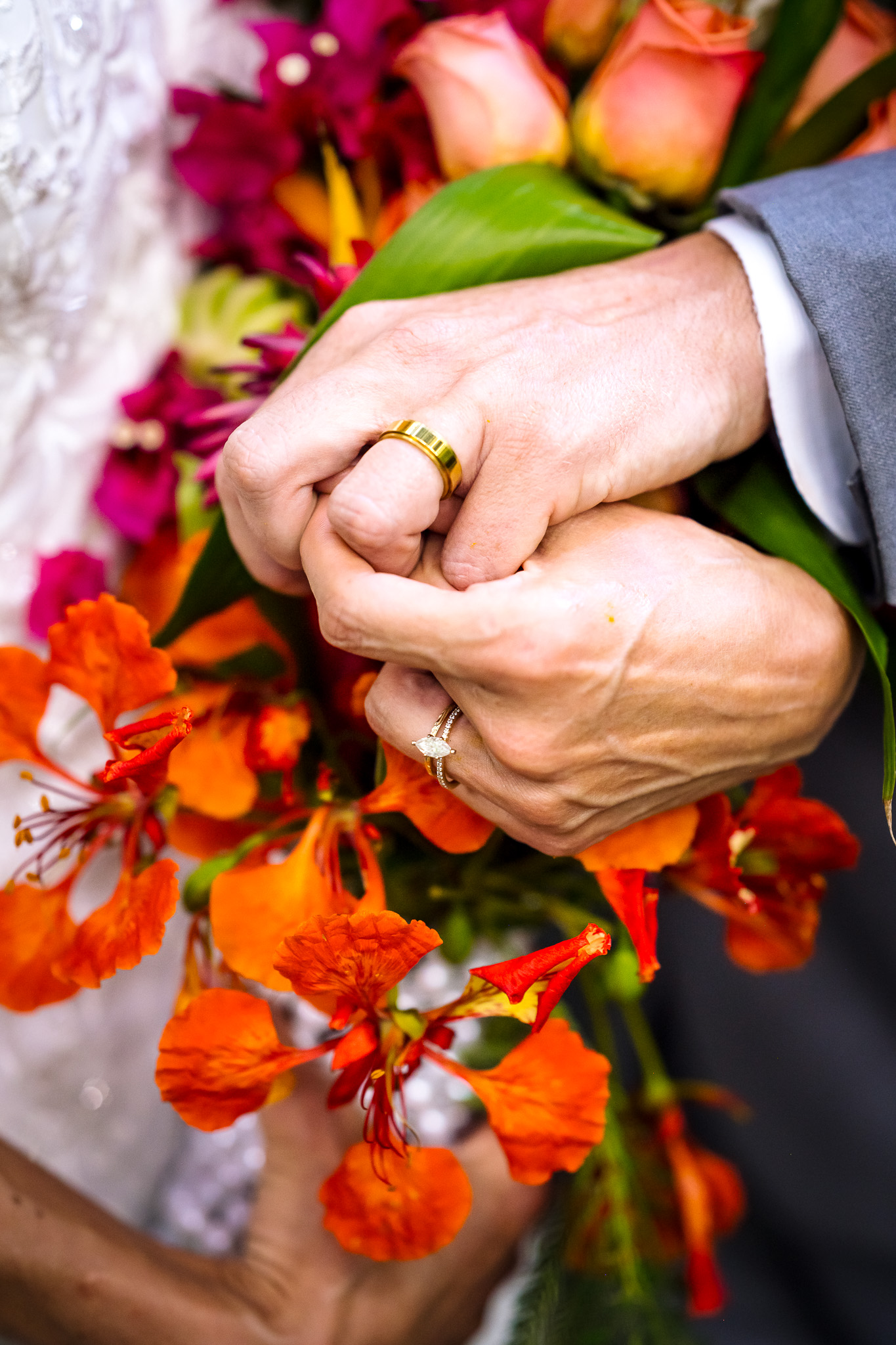couple holding hands kauai elopement wedding
