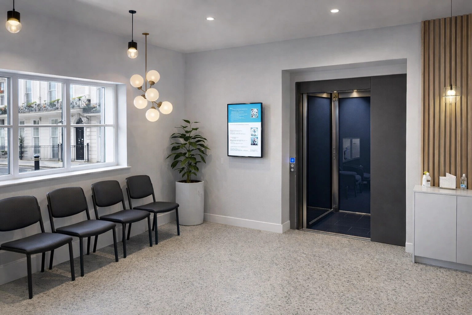 Home Lift in a modern luxury residence, installed in a glazed and architectural timber residential lift shaft