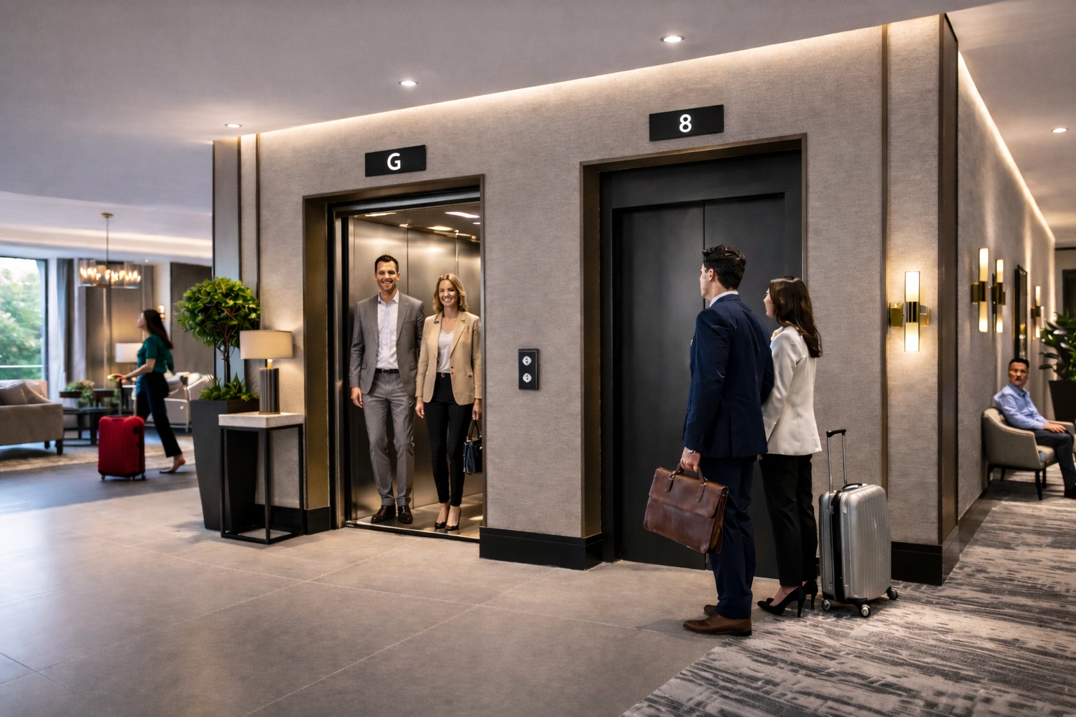 Public lift with glass doors in a Bvlgari retail store