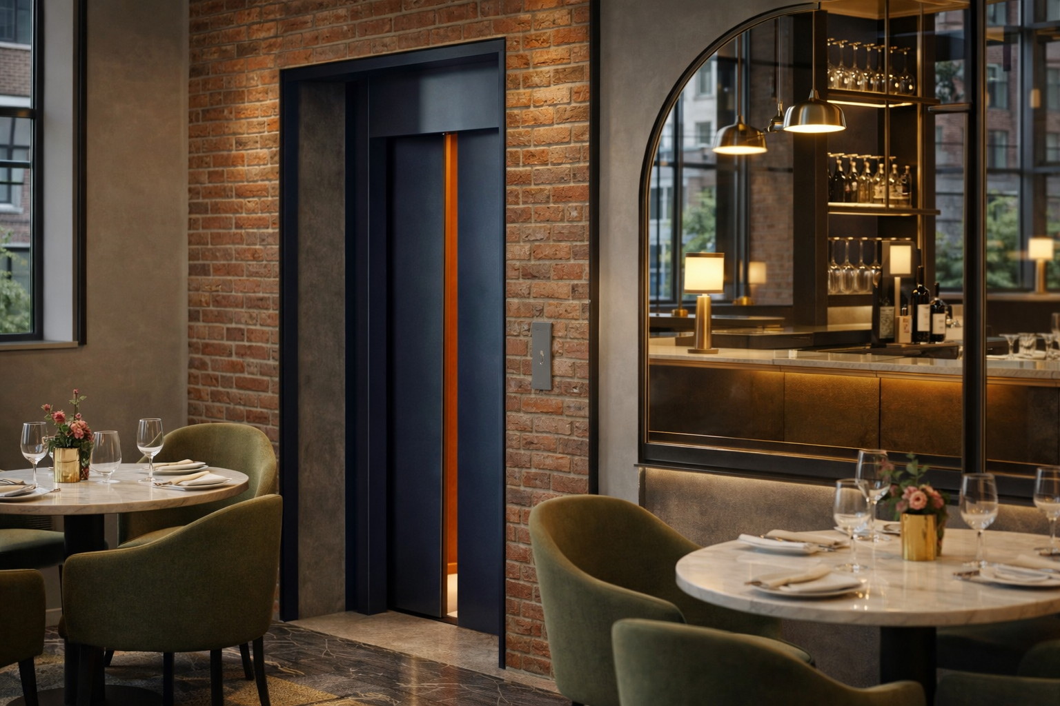 Public Cabin lift installed in a commercial space meeting the requirements of a DDA Platform Lift