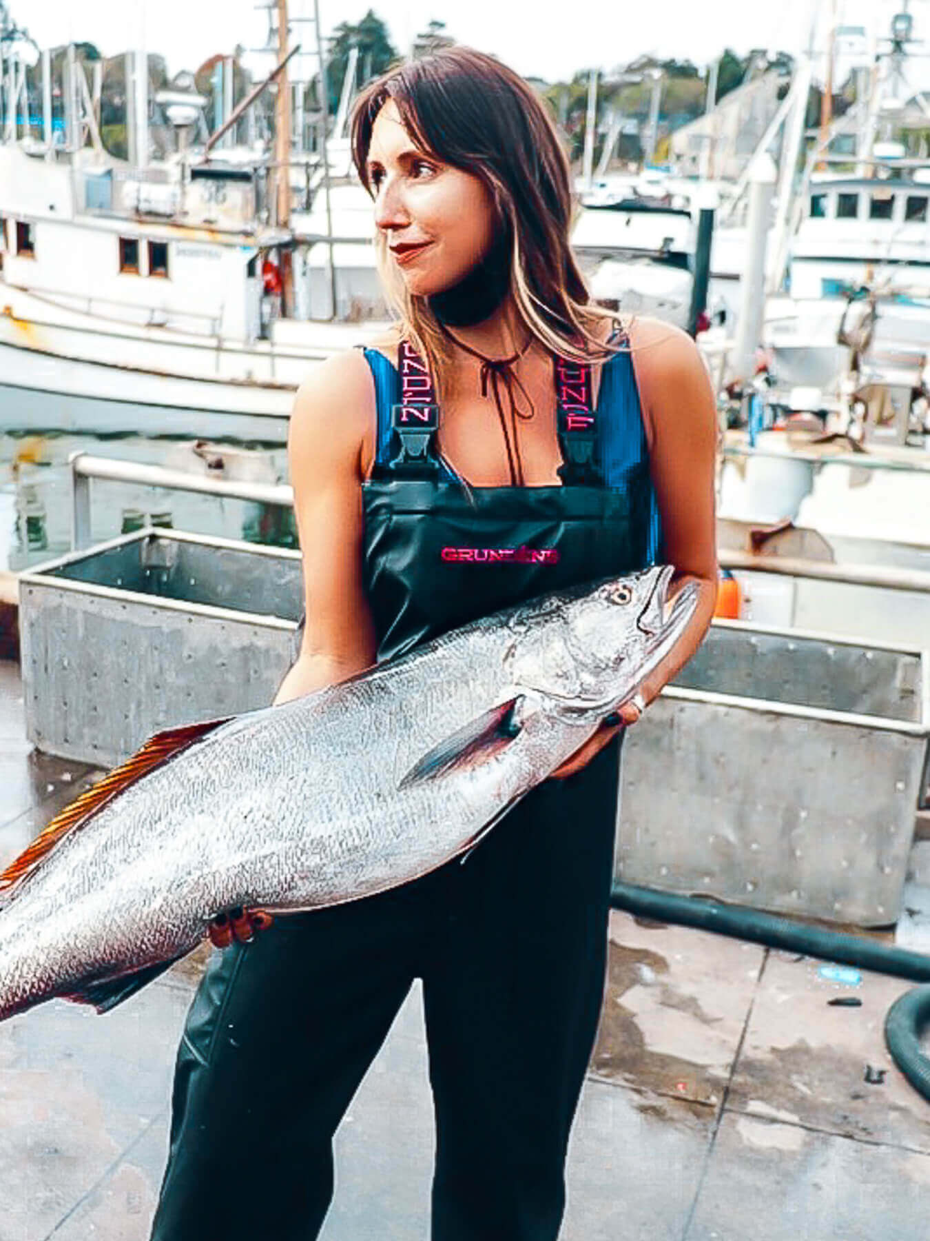 Heidi (Half-Owner of H&H Fresh Fish) Holding Locally Caught California White Seabass