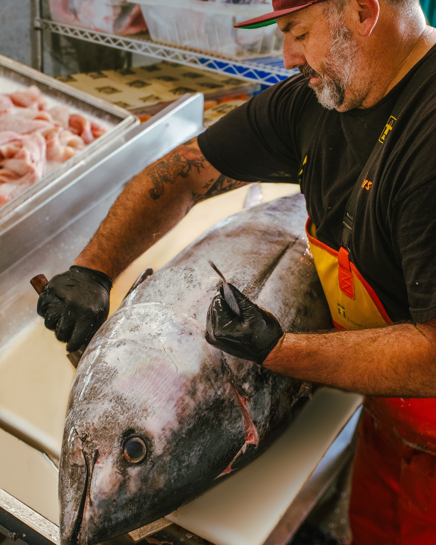 Just a taste… 🔪🐟 The very first of the season California-caught Bluefin Tuna has arrived — but in super limited supply. We’re talkin’ a teaser amount headed to just a few of our farmers’ market locations and in stock at our Harbor shop this weekend. (Though there will be a small supply of Akimi and Otoro cut Sashimi at all markets while supply lasts.) 🍣 🏃 We know not every market will have it — and we wish we had enough to go around — but there’s plenty more Bluefin to come as the season gets rollin. If you miss out this time, stay close… we’ll keep you posted! Speaking of teasers… 🤭 the first of the season FRESH King Salmon is also making a low-key debut this weekend. 🤫 We’re excited but don’t wanna be too excited since we can’t yet offer it to all location shoppers. Our FRESH King supply is also super limited but can be found at select markets and at our Harbor shop. 👑 ⚓️ Don’t let a little bridge traffic keep you from the goods — we promise it’ll be worth it. ☺️