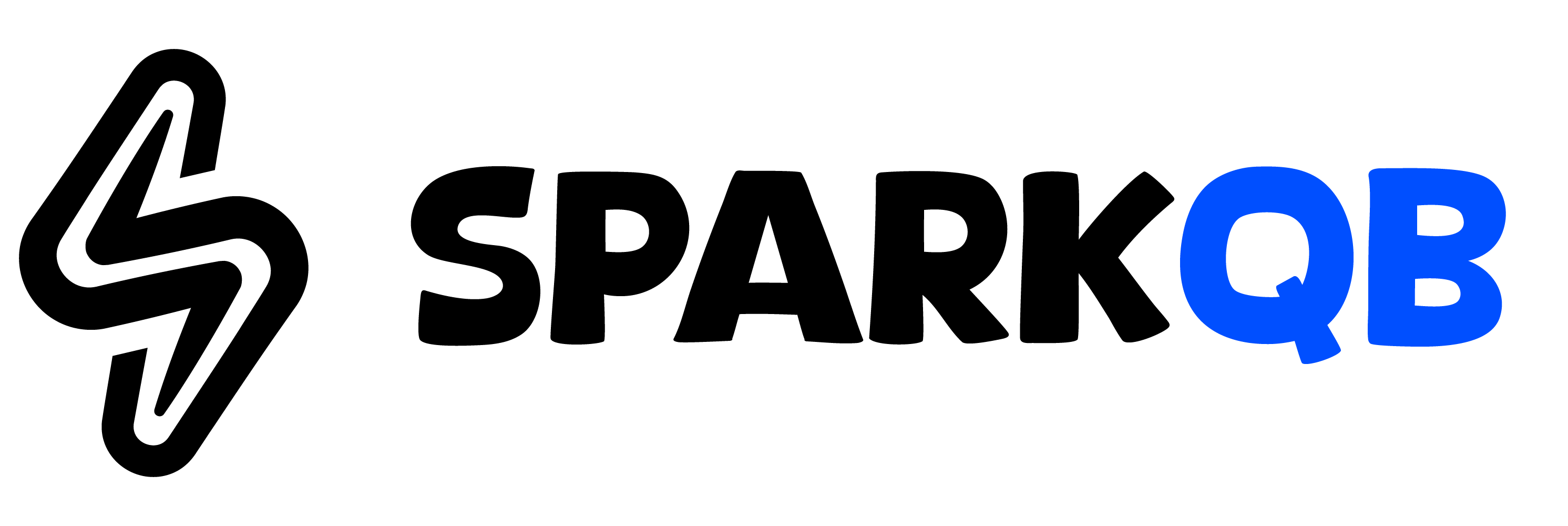 SparkQB logo with black and blue lightning bolt icon