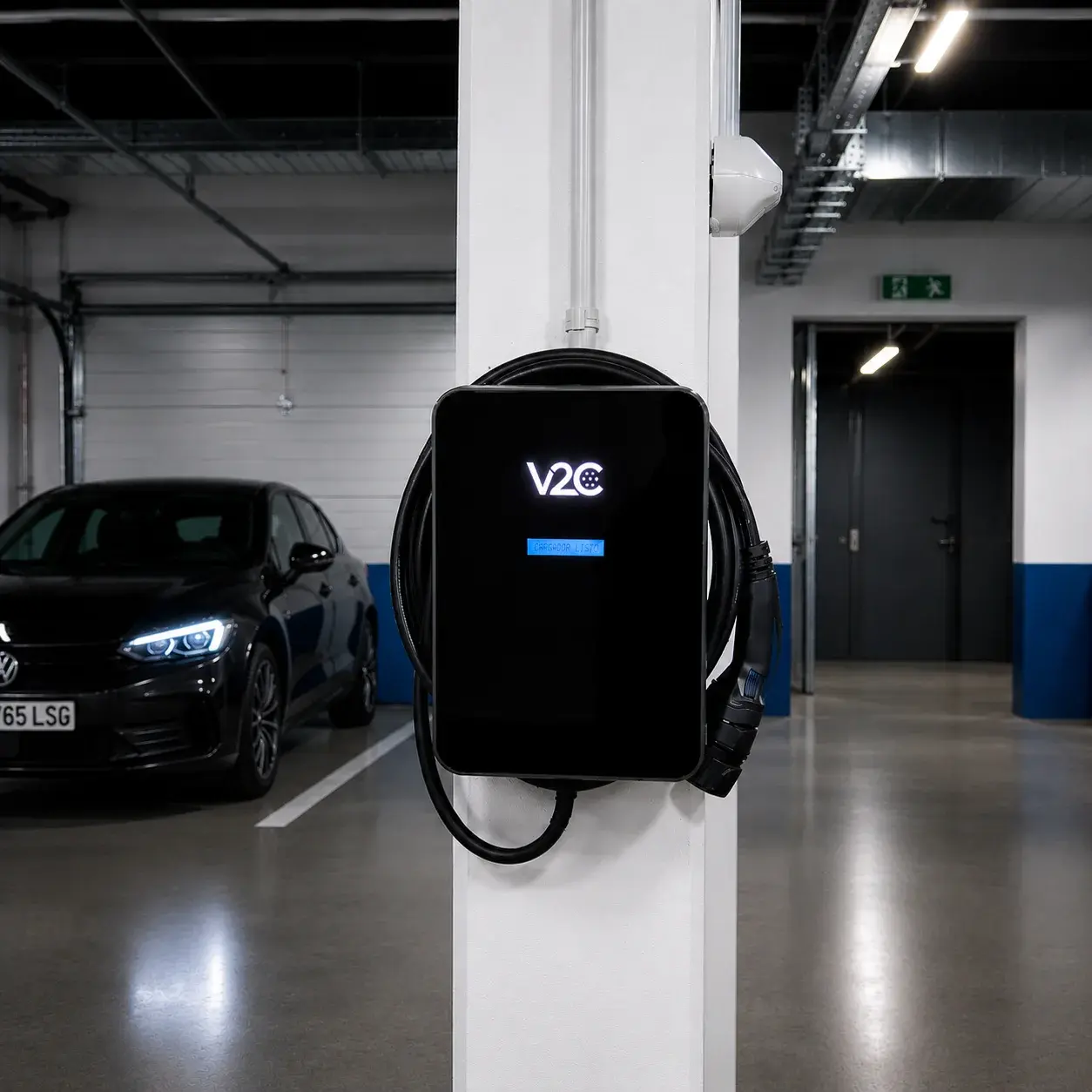 Cargador V2C en garaje comunitario