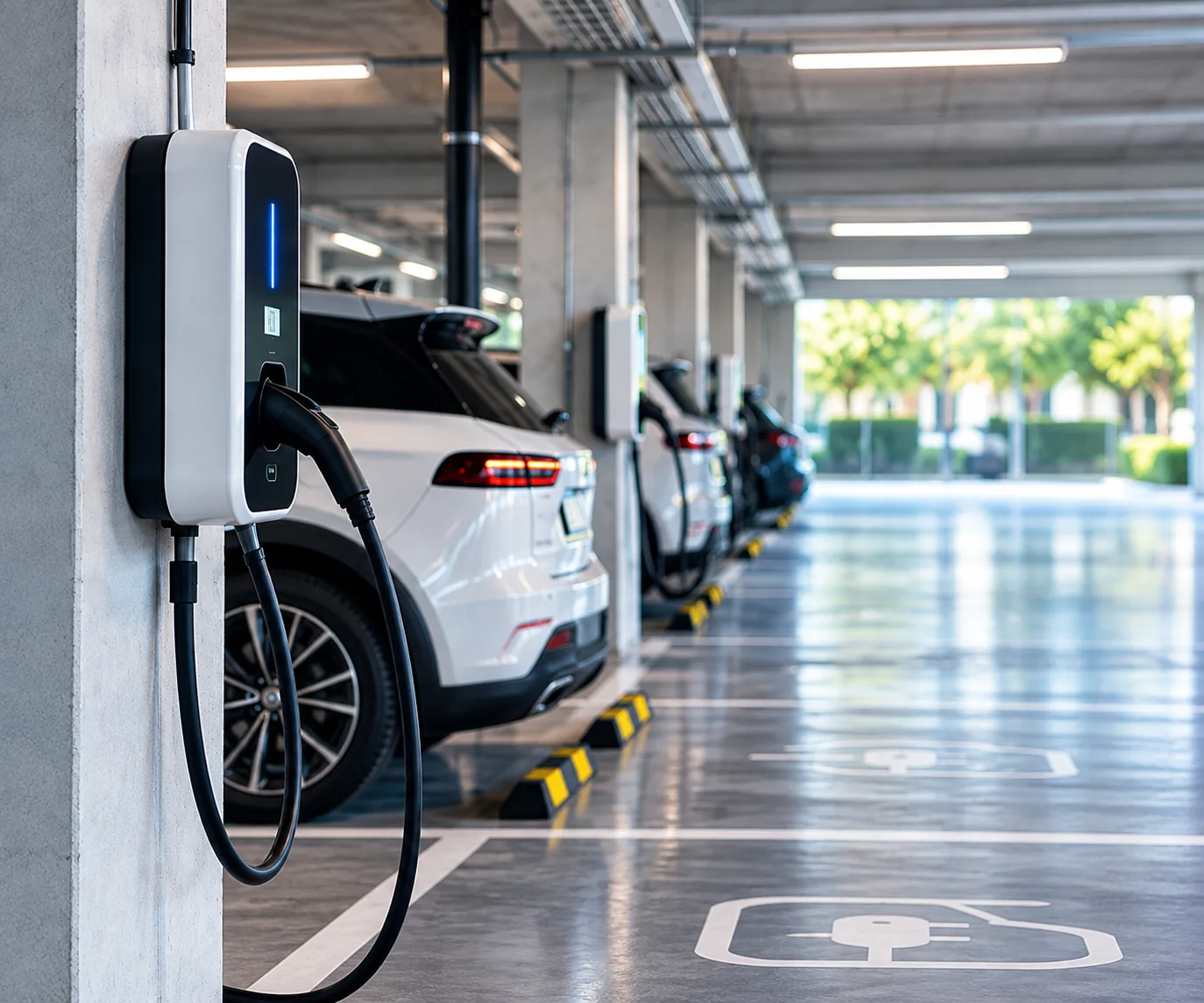 Puntos de recarga en parking de empresa