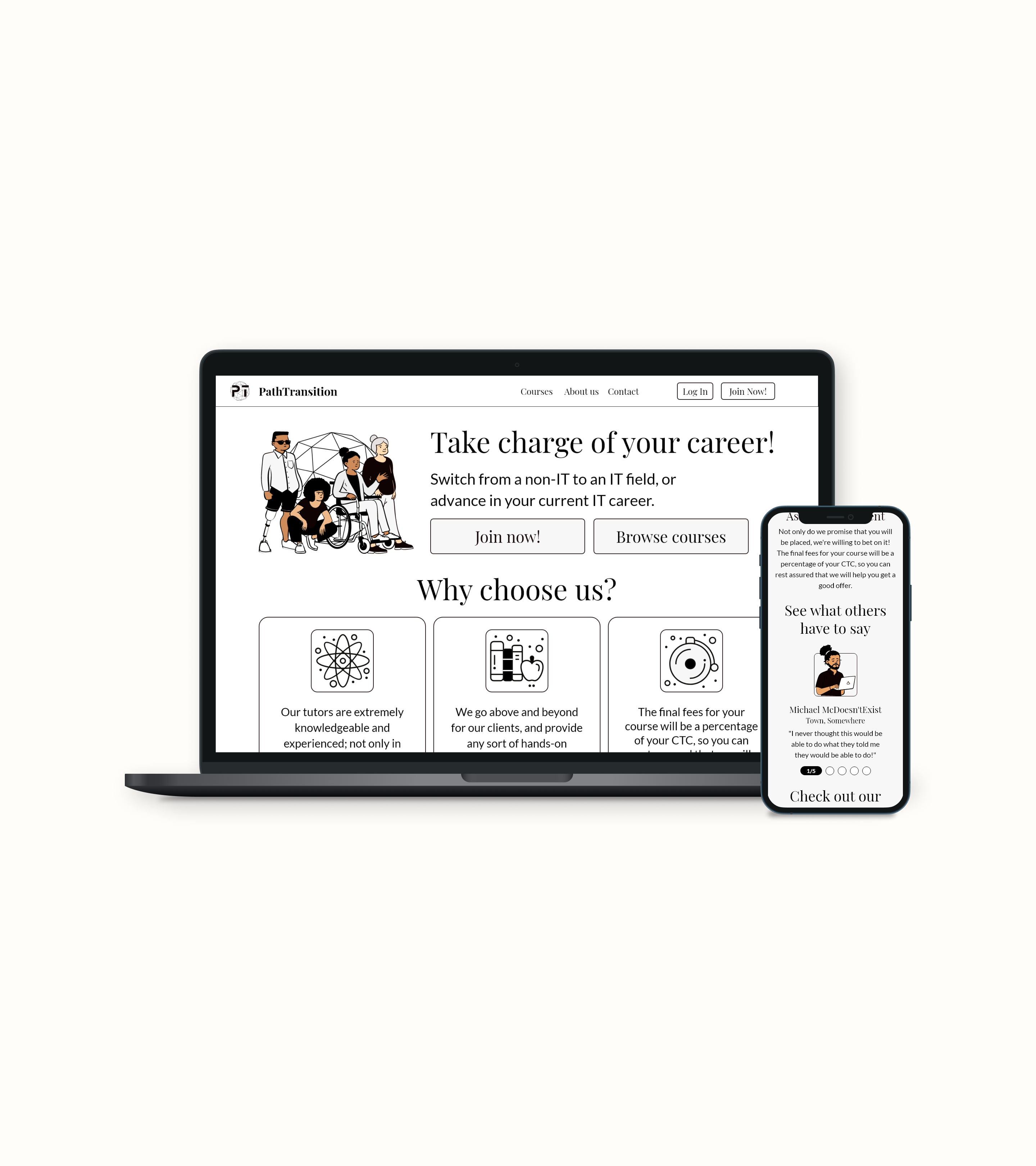 A mockup of the new pathtransition wesbite