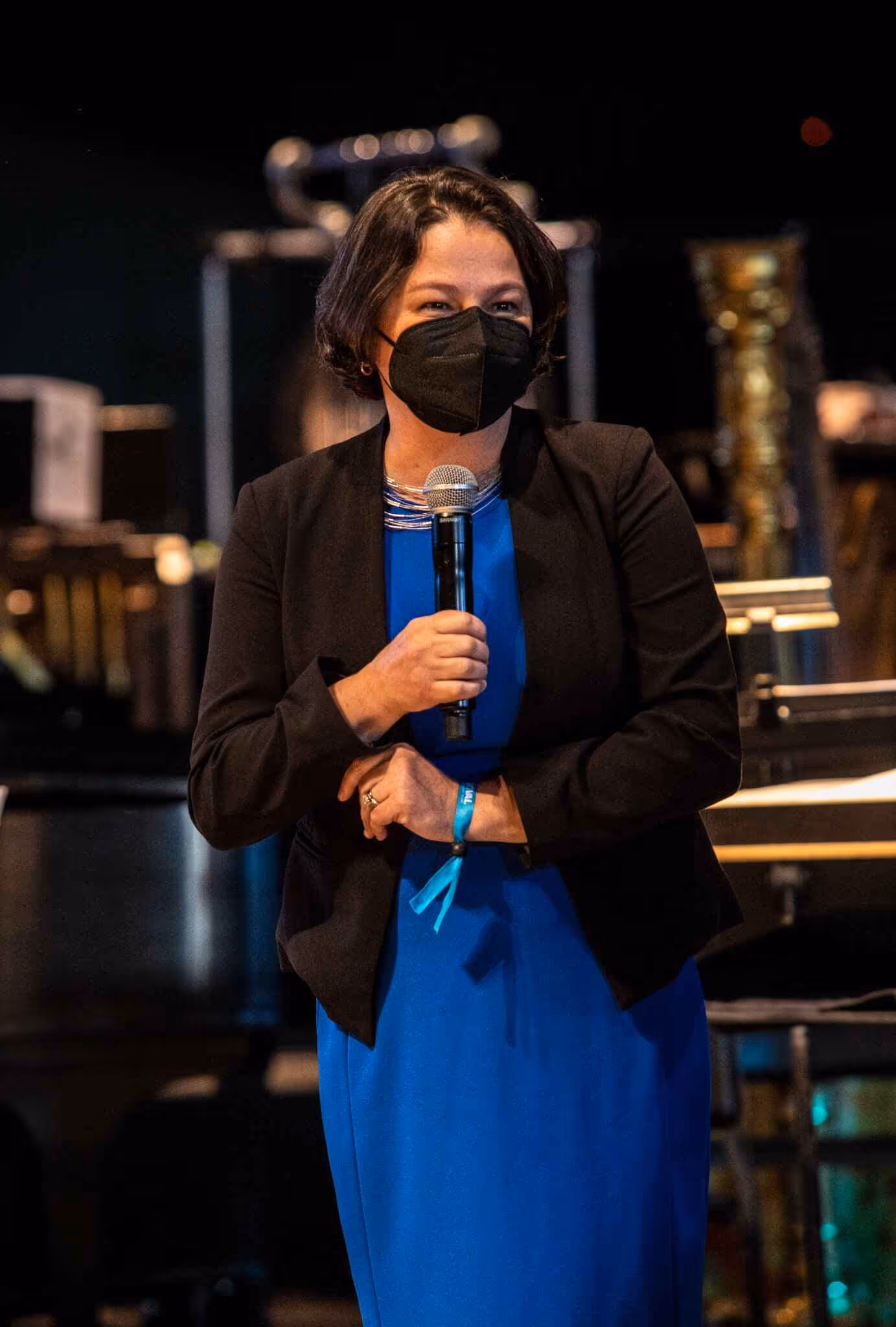 Andrea introducing #@&%!* (expletive deleted) at Cabrillo Festival of Contemporary Music, 2022. Photo: RR Jones