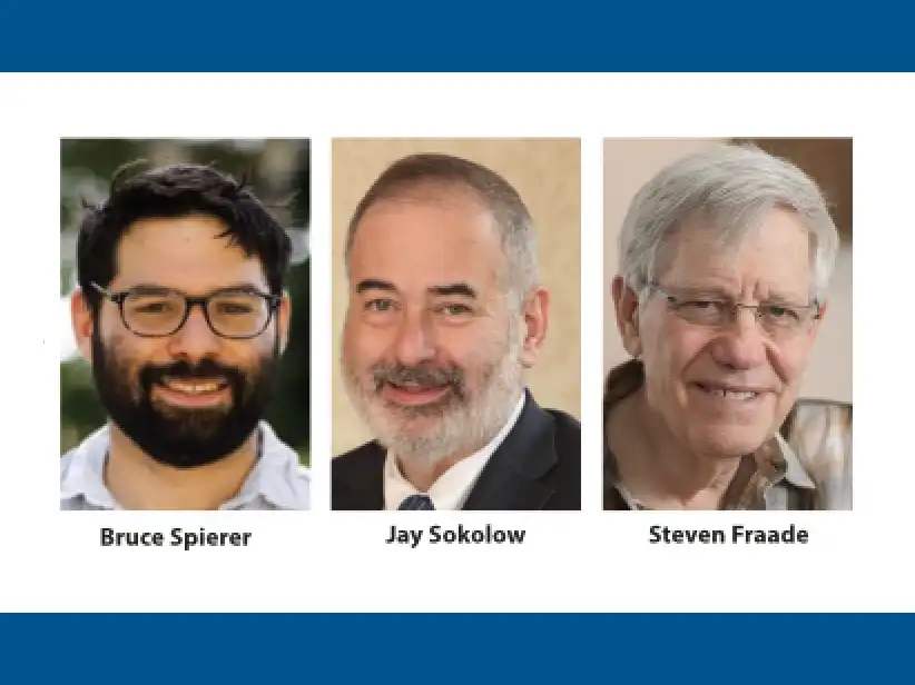 Photos of Bruce Spierer, Jay Sokolow, and Steven Fraade, who are scheduled speakers for Tisha B'Av programming at BEKI in August.