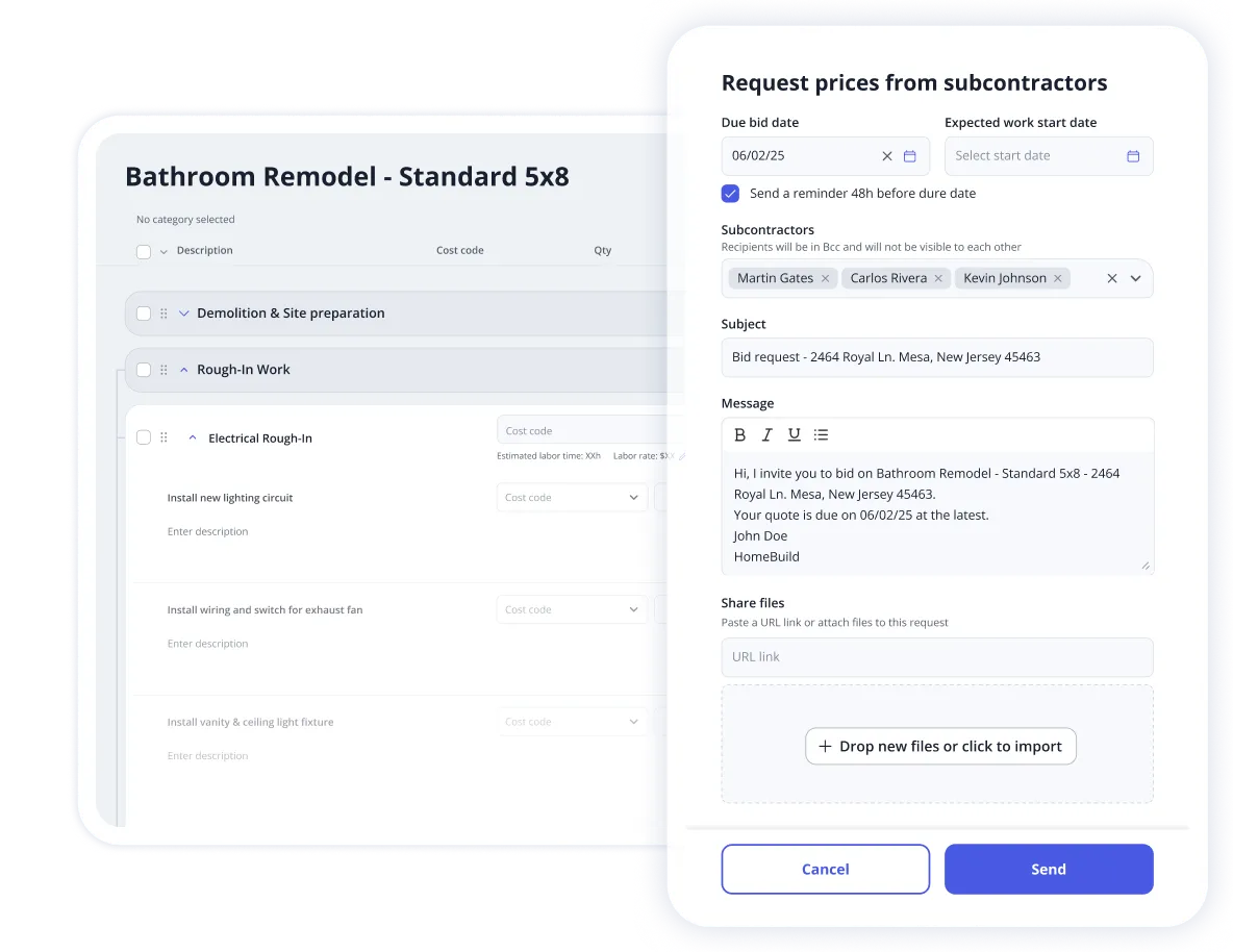 Screenshot of bid request