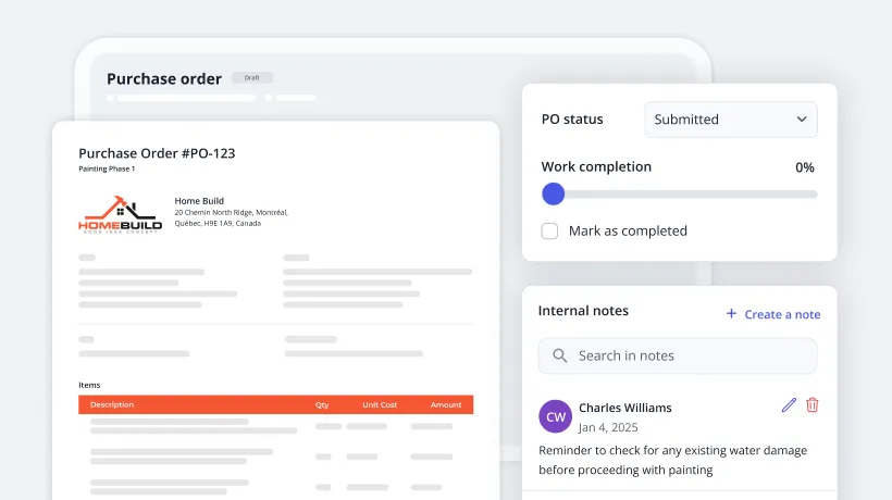 Purchase orders screenshot