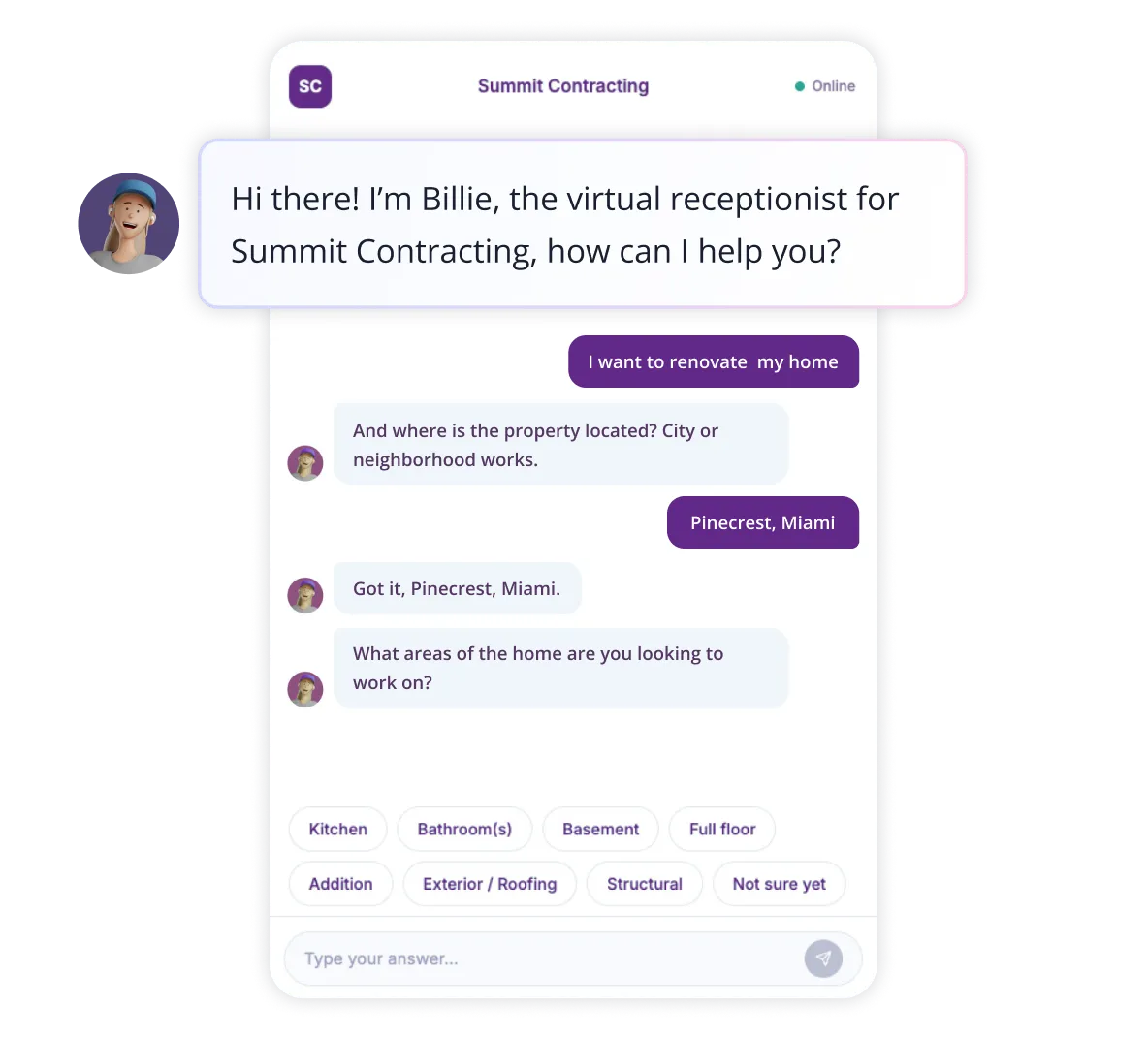 Preview of Billie - Virtual Receptionist