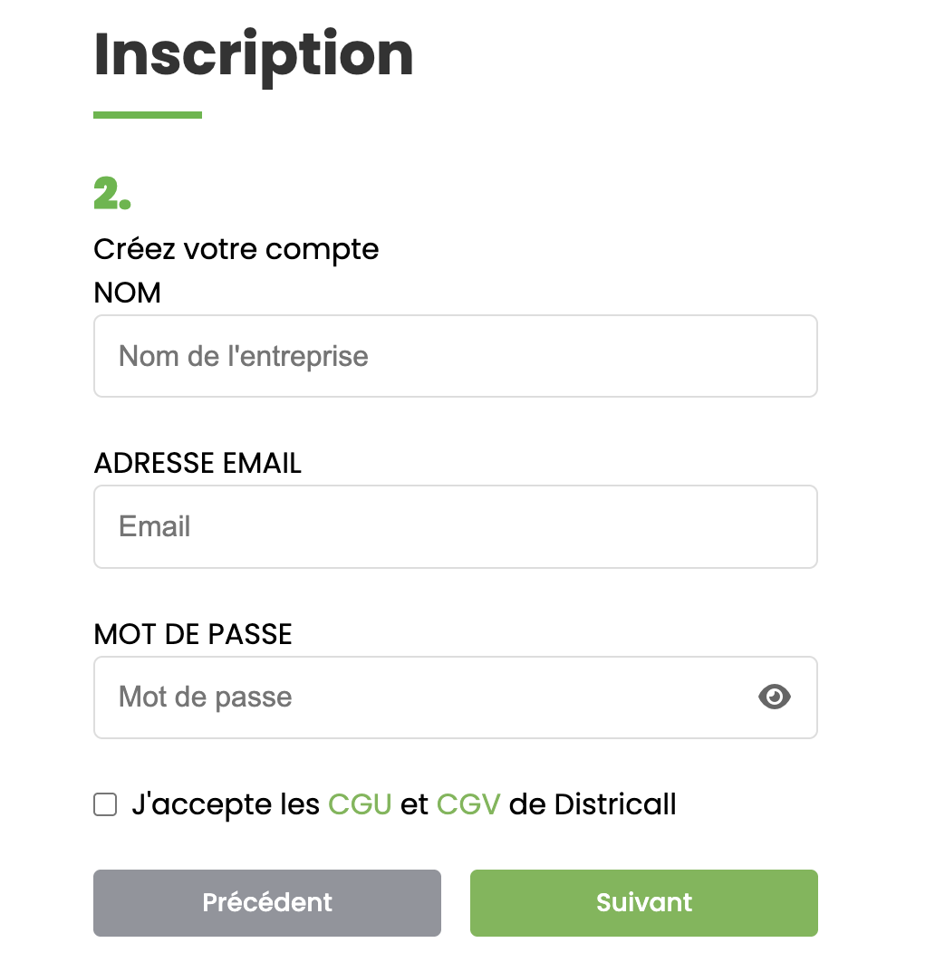 Processus inscription districall