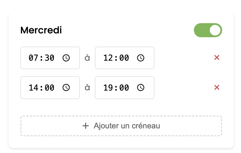 Fond blanc indiquant horaire ouverture lundi au vendredi 