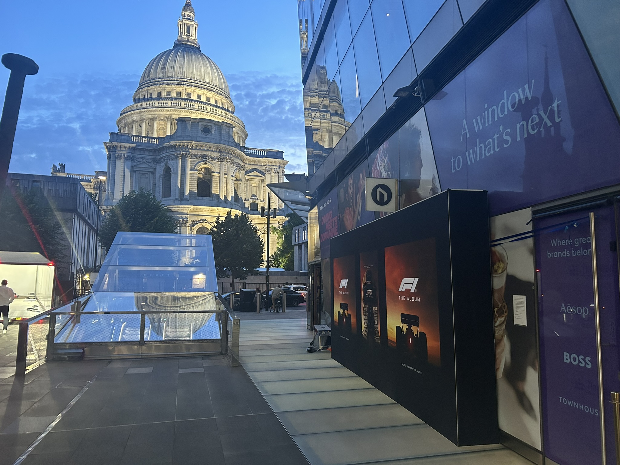 step repeat F1 backdrop for album launch 6m wide st pauls london