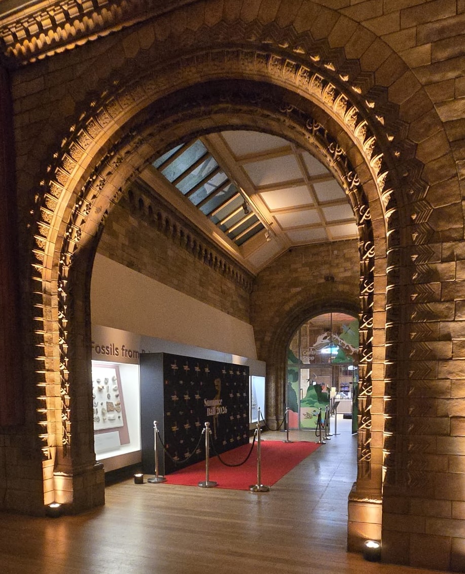 Step and repeat wall with a red carpet at the natural history museum in london